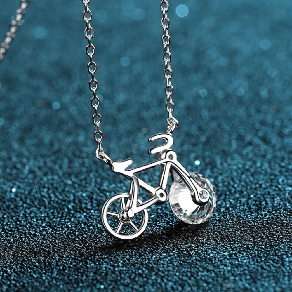 Silver Bicycle 🚲 Pendant Crystals